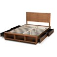 thumbnail image 5 of Baxton Studio Alba Modern Transitional Ash Walnut Brown Finished Wood Queen Size 4-Drawer Platform Storage Bed with Built-In Shelves, 5 of 5