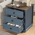 thumbnail image 3 of PLAMLE End Table for Living Room with 3 Drawers Storage Retro End Table Table with Charging Station Wooden Nightstand side End Table for Bedroom, 3 of 7