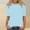 Sky Blue, variant on Ussuma Summer Fashion Women's Top Loose Elbow-Length Crew Neck Solid Color Pullover Blouse for Women Fashion Dressy Casual Work Weekend Beach L Red