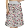 thumbnail image 1 of Women's Animal Print Rose Flowers Leaves A-line Printed Skirt Casual Wear, 3XL, White Black Green, by Ambesonne, 1 of 1