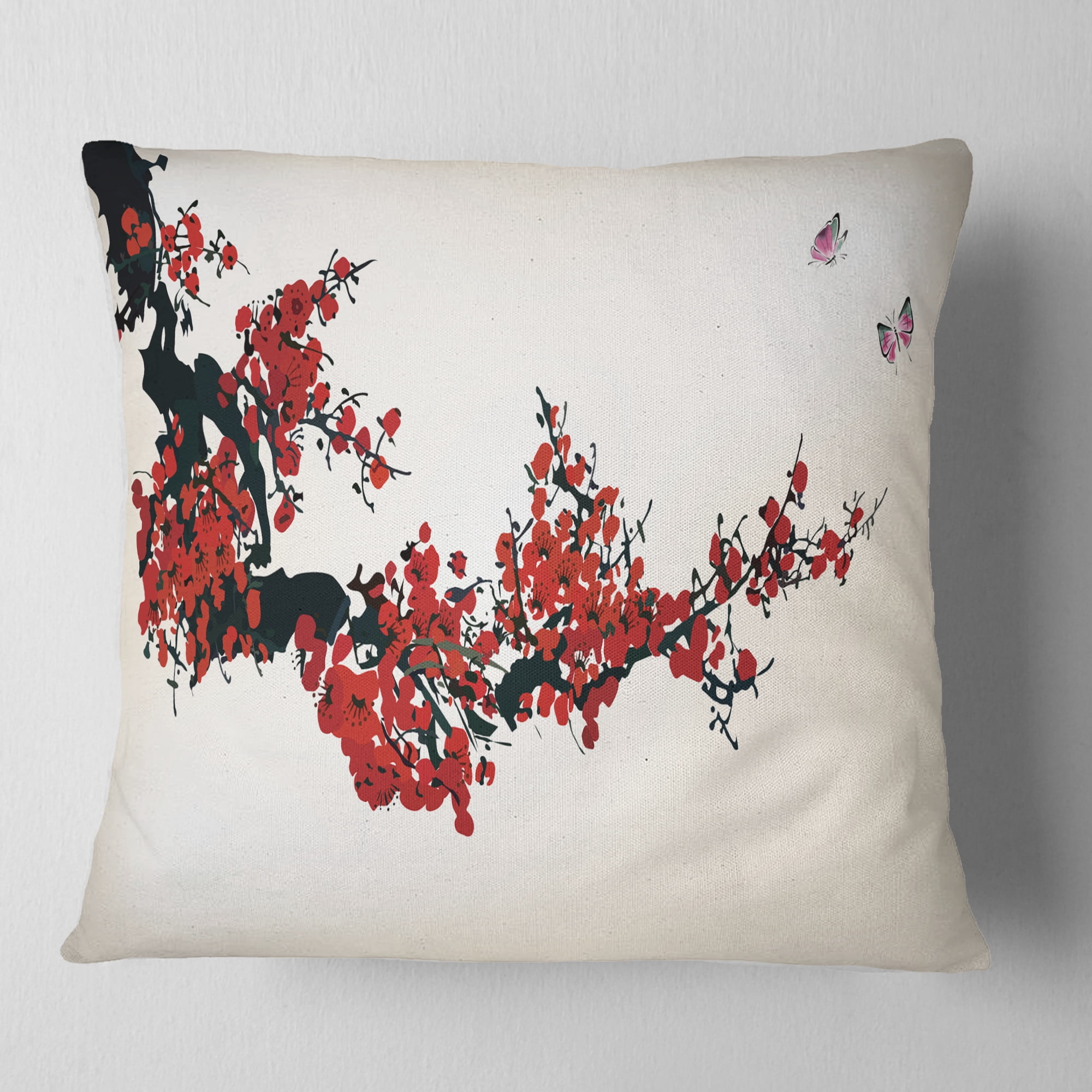 Designart Floral Winter Sweet - Floral Throw Pillow - 18x18