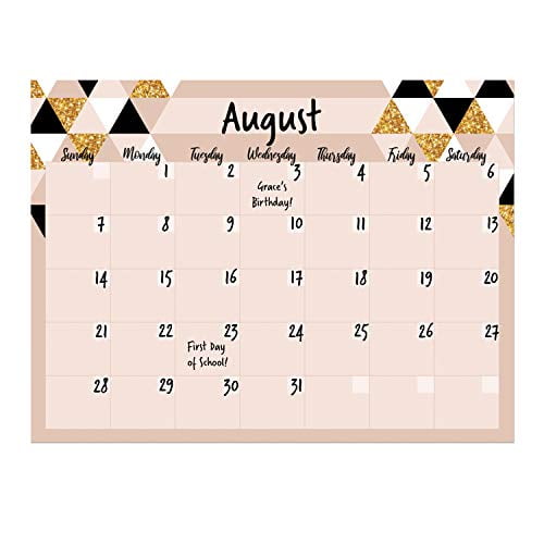 Dry Erase Whiteboard Monthly Calendar | Removeable and Restickable Adhesive Decal | Fine-Tip Magnetic Marker Included | 9' x 12' (Rose & Gold)