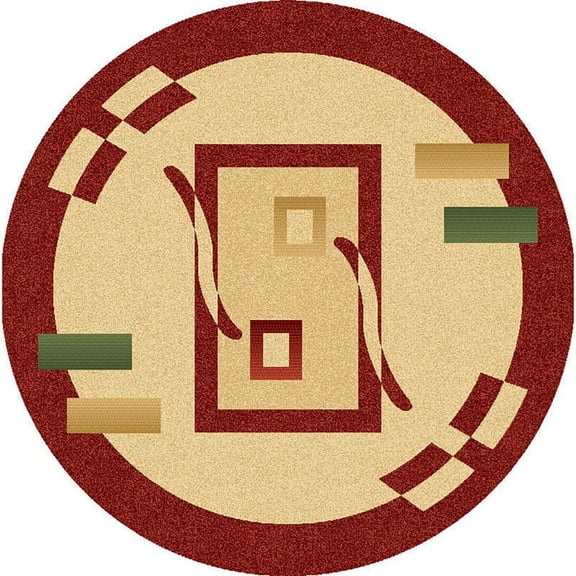 Planet Rugs Premium 3D Thick Abstract Indoor Area Rug 1347 Terracotta Orange Beige 6'6''x6'6'' Round