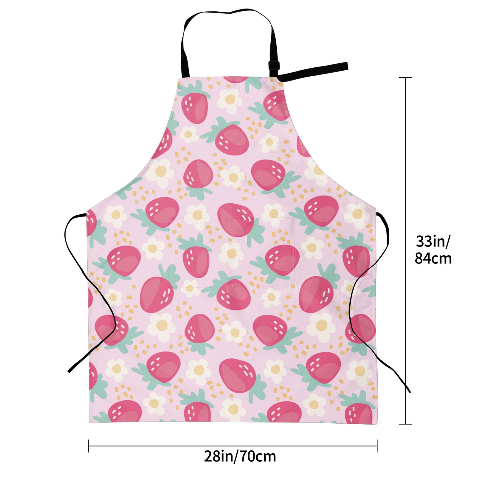 Kdxio Floral Strawberr Apron with Pockets Adjustable Kitchen Aprons for Men Women Waterproof Aprons for Cooking,Drawing,Crafting, Baking Household Cleaning