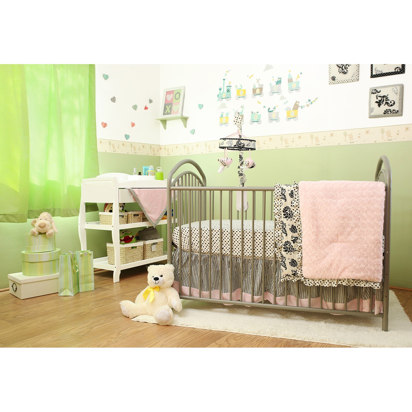 LA Baby Mariposa 3 in 1  Full Sized Metal Crib, Blue