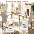 thumbnail image 5 of UHOMEPRO White Kitchen Table Set, 5 Pieces Dining Table Set, Tempered Glass Dining Table and Chairs Set for 4, Upgraded Iron Dining Room Table Set with 4 PU Leather Chairs, 5 of 9