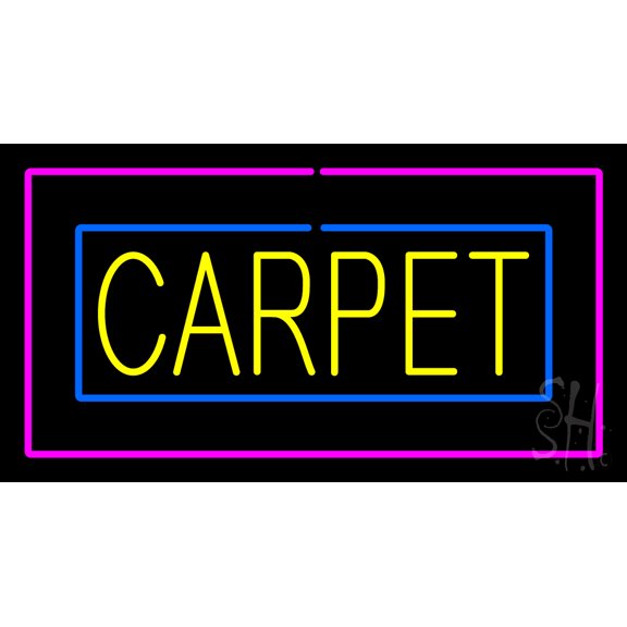 Carpet Rectangle Purple LED Neon Sign 13" Tall x 24" Wide - inches Black Square Cut Acrylic Backing, with Dimmer - Premium built indoor Sign for Storefront, Store interior, Exhibition, Decor.