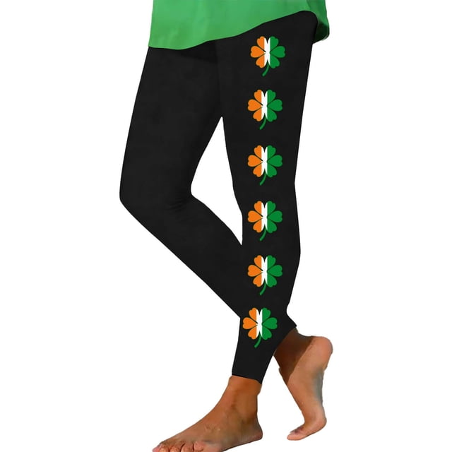 Pantalones de Yoga de Cintura Alta Día de San Patricio Impreso Corriendo Suelto Pantalones de Yoga Largos Traje de Pantalones de Mujer