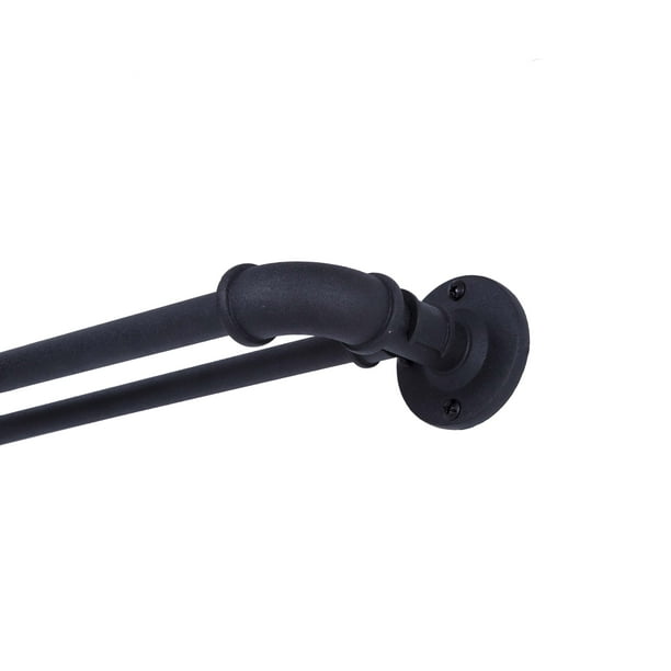 Sun Zero Bronn 3 4 Light Blocking Wrap Around Window Double Curtain Rod 36 66 Matte Black Walmart Com Walmart Com