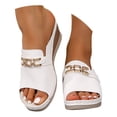 thumbnail image 3 of Slippers for Women,Slippers Stylish Platform Sandals With Metallic Decoration Open Toe Beach And Casual Footwear For Summer,Womens Slippers,White,7, 3 of 9