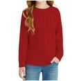 thumbnail image 3 of lkfuzj Girls Shirts for 5-14 Years Long Sleeve Crewneck Pullover Tops Solid Color Loose Fit Sweatshirts Fashion Casual Tunic Blouses for Kids 5-14 Years - Red, 3 of 10