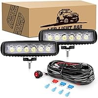 Waywe 2 PCS 18w Spot Led Light Bar Work Light Pods Off Road Driving Light Fog Light Reverse Lights with 16AWG Off Road Wiring Harness-2 Leads for Truck Truck Boat SUV ATV