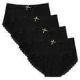 thumbnail image 1 of GigrtiJin Womens Mid Rise Ribbed Underwear Multipack Seamless Lace Panties With Bow Ribbon Breathable Underpants 4 Pack, 1 of 2