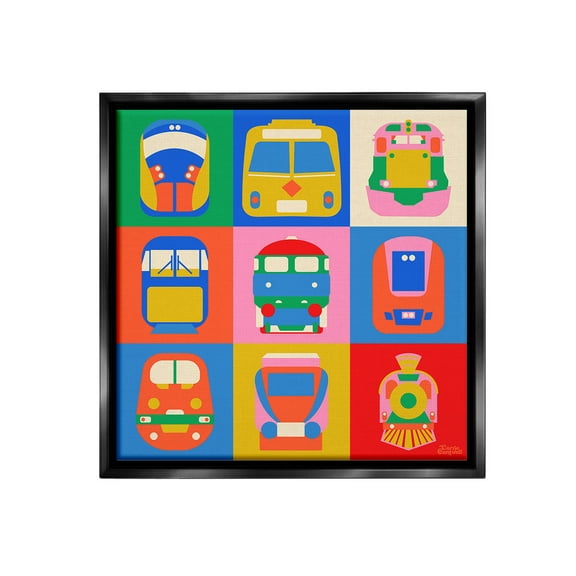 Stupell Industries Various Bold Vehicles Transportation Painting Black Floater Framed Canvas Art Print Wall Art, 18 x 18