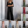 thumbnail image 6 of SRZYMJ Business Casual Jumpsuit for Women Women's V Neck Short Sleeve Wide Leg Jumpsuit Elegant Casual Romper with Pockets for Spring, 6 of 9