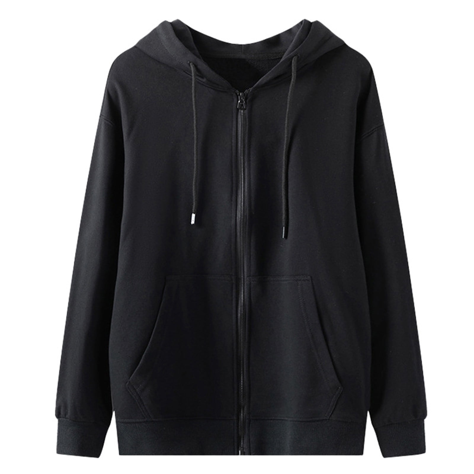 Pisexur Zipper Hoodies for Men Plain Hoodie Solid Color Drawstring