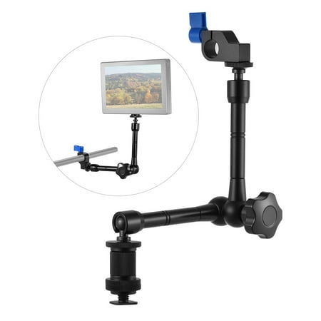Microphone Flush Mount - Adjustable Articulating Friction Arm with 15mm Rod Clamp Mount for Field Monitor LED Light Flash Microphone Camera Cage Rig