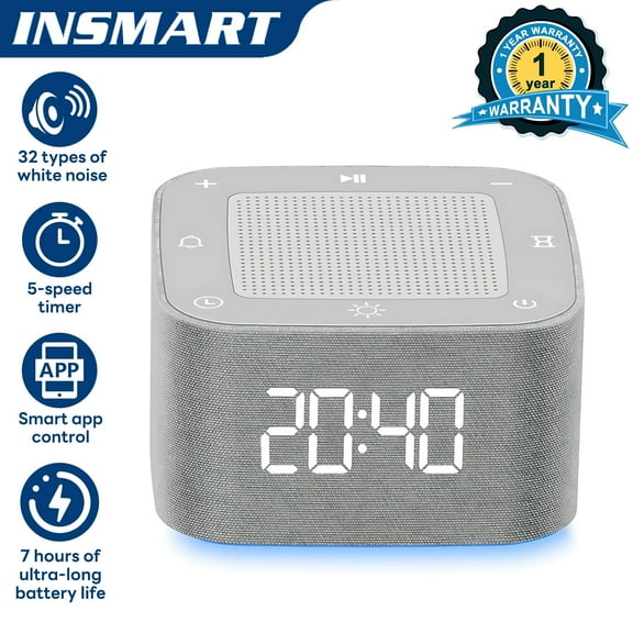 INSMART White Noise Machine for Sleep & Baby Soothing, 32  Natural Sounds & 240min Timer, Portable Bluetooth Sound Machine with Night Light & APP Control