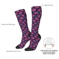 thumbnail image 4 of Xecao Rose Flowers print thigh-high socks, crafted for both men and women with a stretchy, high-opaque design perfect for daily wear, 4 of 6