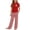 Red, variant on ITSAME Girls Outfits 2-Piece Crewneck T-Shirt and Plaid Pants Kids Casual Home Clothes Set Red Size 7