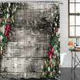 thumbnail image 2 of 4 Piece Christmas Pine Cones Shower Curtain Set Holly Baubles Evergreen Leaves Bathroom Sets with Non-Slip Rugs, Toilet Lid Cover and Bath Mat with Standard Size, 2 of 7