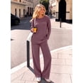 thumbnail image 5 of MOYIKO Two Piece Lounge Sets for Women Casual Lace Pajamas Set Wide Leg Pants Winter Matching 2 Piece Outfits Trendy Clothes, 5 of 7