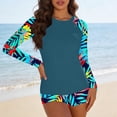 thumbnail image 7 of Qingpeng Womens Two Piece UV UPF 50+ Swim Shirt Bathing Suit Long Sleeve Rash Guard Swimsuits with Boyshort Bottoms, 7 of 7