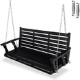 thumbnail image 3 of Innovaze 5FT Wooden Porch Swing, Heavy Duty 880 LBS Patio Hanging Swing Bench for Porch Patio Backyard Garden, Black, 3 of 9