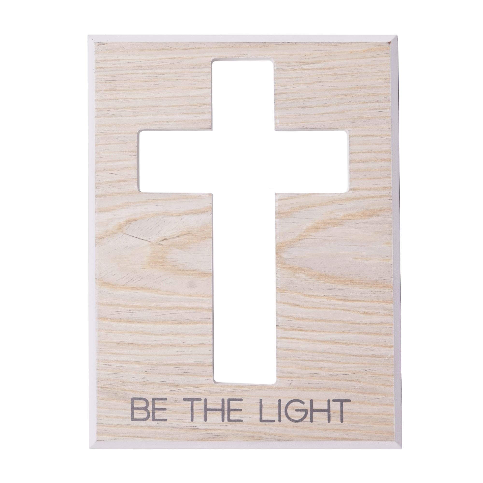 (2 pack) Crystal Art Gallery Be the Light Typographic Cross Wood Wall Plaque Art - 8" x 6"