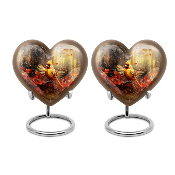 Cardinal Bird Urn For Female Adult, Keepsake Urn For Ashes, Funeral Urns For Human Ashes Adult Male, Cremation Urns For Women, Portable Memorial Urns, Small Burial Urns 3 Inch, Set Of 2