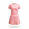 thumbnail image 3 of hlysgo Girls 2 Piece Skirt Sets Short Sleeve Y2K Tops and Skort with Built in Shorts Clothing Sets Summer Outfits Pink,120, 3 of 4