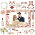 thumbnail image 5 of Wedding Photo Booth Props With Frame - 1Pc Frame,25Pcs Cards,25Pcs Sticks,25Pcs Glue Dots For Wedding,Bridal Shower,Engagement Party Photo Decorations, 5 of 9