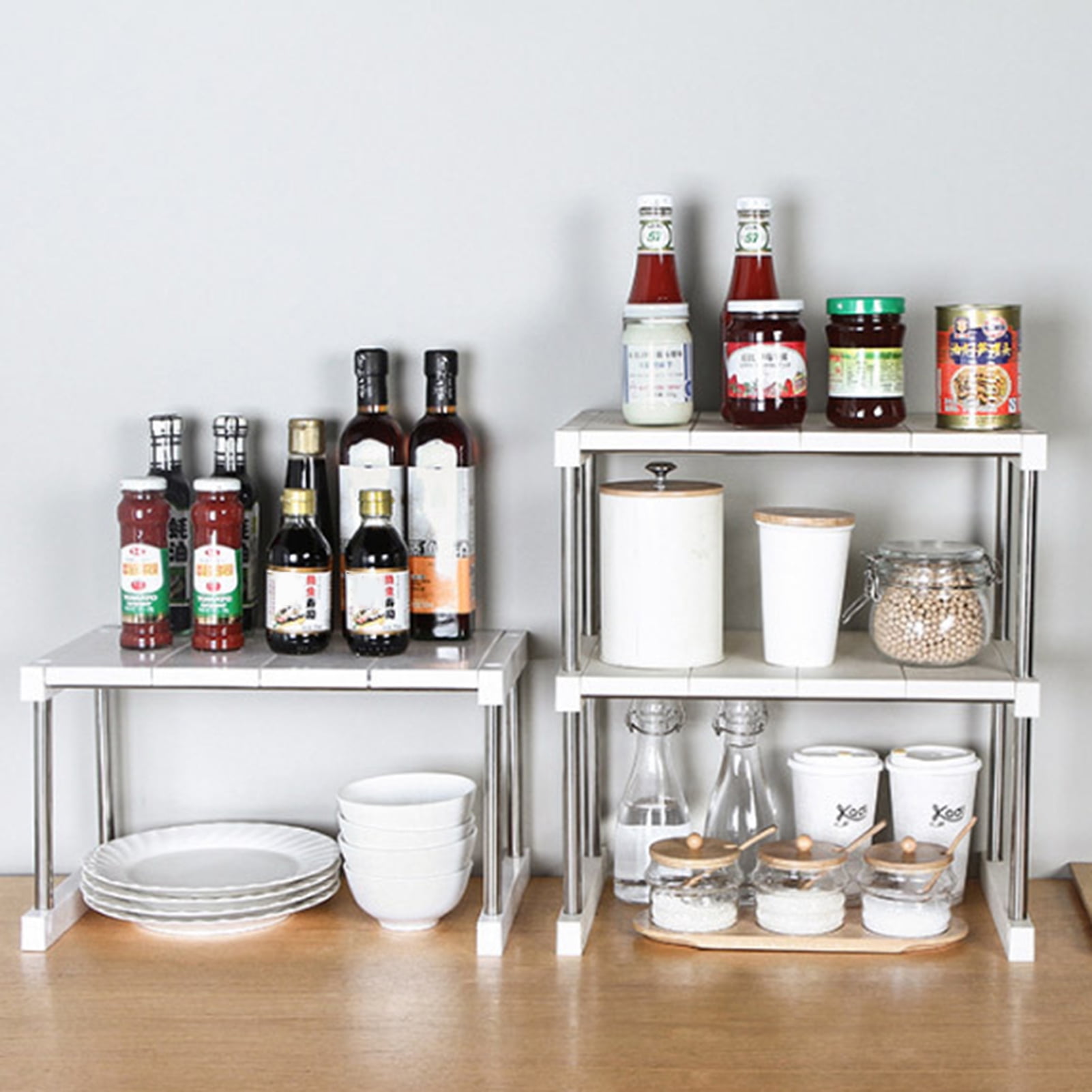 Leaveforme 1Set Storage Shelf Large Lapacity Detachable Stainless Steel