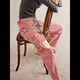 thumbnail image 4 of Jeans para Mujer Y2k con Rayas, Cordón Ajustable, Cintura Alta, Rectos, Pierna , Estilo Boyfriend, Pantalones Vaqueros Mom. Rojo S, 4 of 8