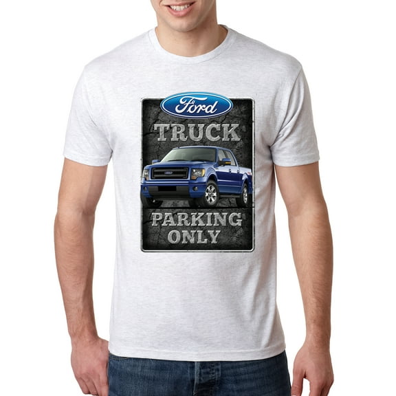 Wild Bobby, Ford Truck Parking Only Sign Gift for Owners of Ford Trucks | Mens Cars and Trucks Premium Tri Blend T-Shirt, Heather White, Small