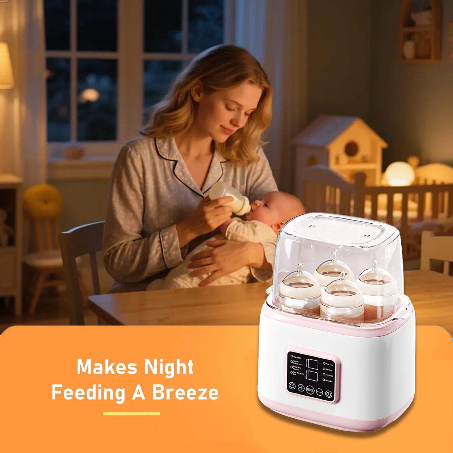 8-in-1 Baby Bottle Warmer and Sterilizer, 4-Bottle Capacity with Remote Control, Fast Milk Warmer and Food Heater for Newborns, Electric Steam Sanitizer