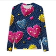 thumbnail image 4 of Uootdi Valentine's Day Sweatshirt for Women Cute Love Heart Graphic Crewneck Long Sleeve Pullover Colorful Holiday Romantic Tee Tops Gift, 4 of 7