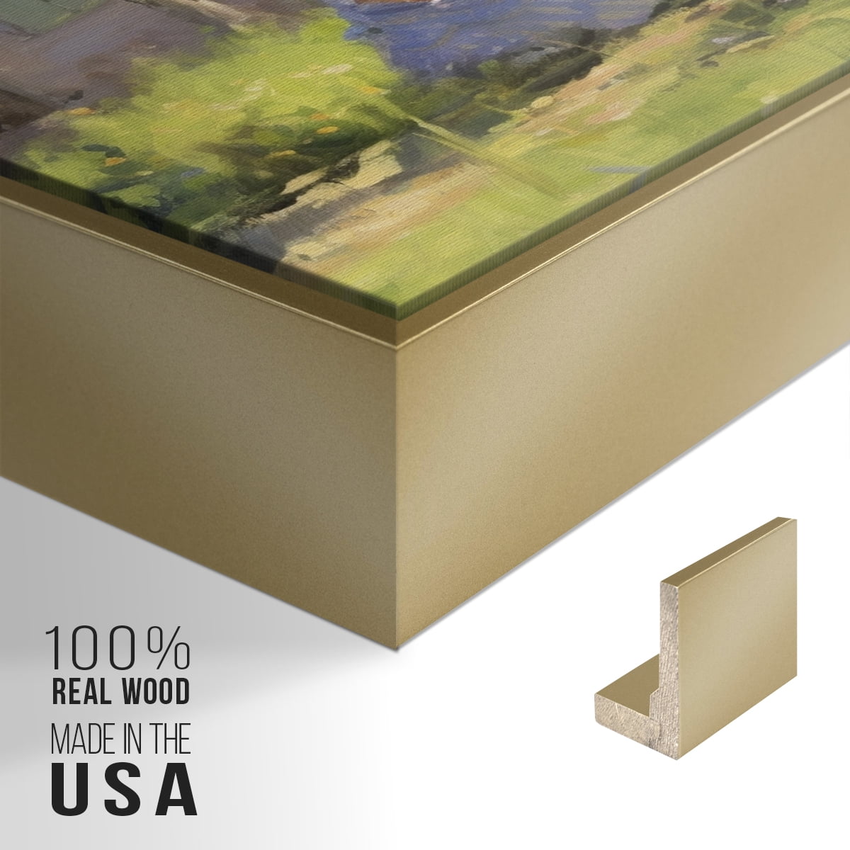 Vintage Landscape-CCLI By Wexford Home Framed in Gold Wood Gallery Wrapped Canvas 17 in. x 25 in.
