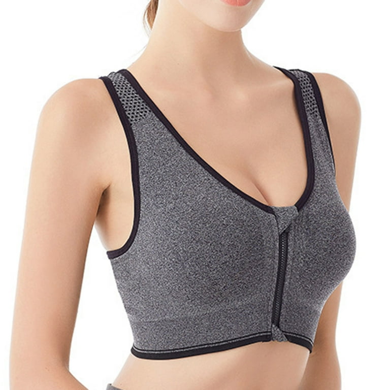 HAPIMO Everyday Sports Bra for Women Open Front Ultra Light Lingerie  Shockproof Camisole Comfort Daily Brassiere Underwear Gray XL 