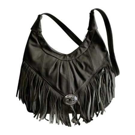 - AFONiE Mexican Leather Fringe Hobo Handbag