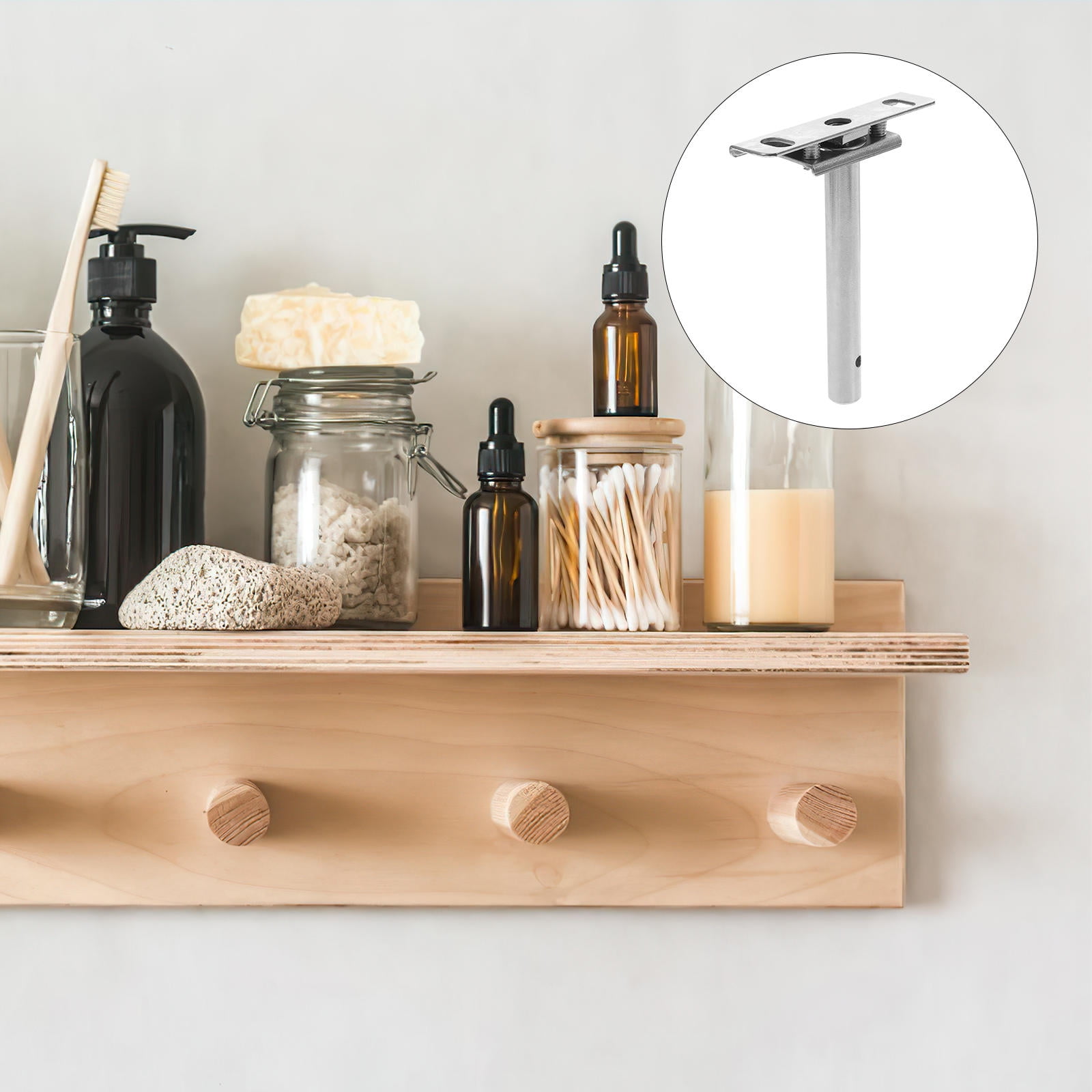 NUOLUX  Heavy Duty Floating Shelf Bracket T Shaped Silver for Glasses