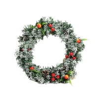 Hvmvliv 15.75in Artificial Christmas Lighted Wreath 8LED Lights Christmas Decorations Pinescones Berries Flocked Christmas Wreath Multicolor