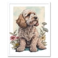 thumbnail image 1 of Cockapoo Dog with Spring Wildflowers Soft Watercolour Illustration Art Print Framed Poster Wall Decor 12x16 inch, 1 of 5