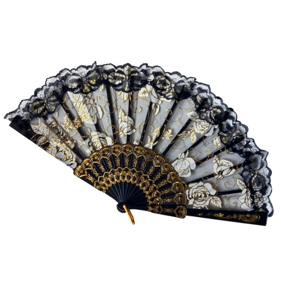 Iumwxz Folding Fans Handheld Fans Fans Women's Hollowed Hand Holding Fan home tool Multicolor Plastic + cloth 50% Off Clear