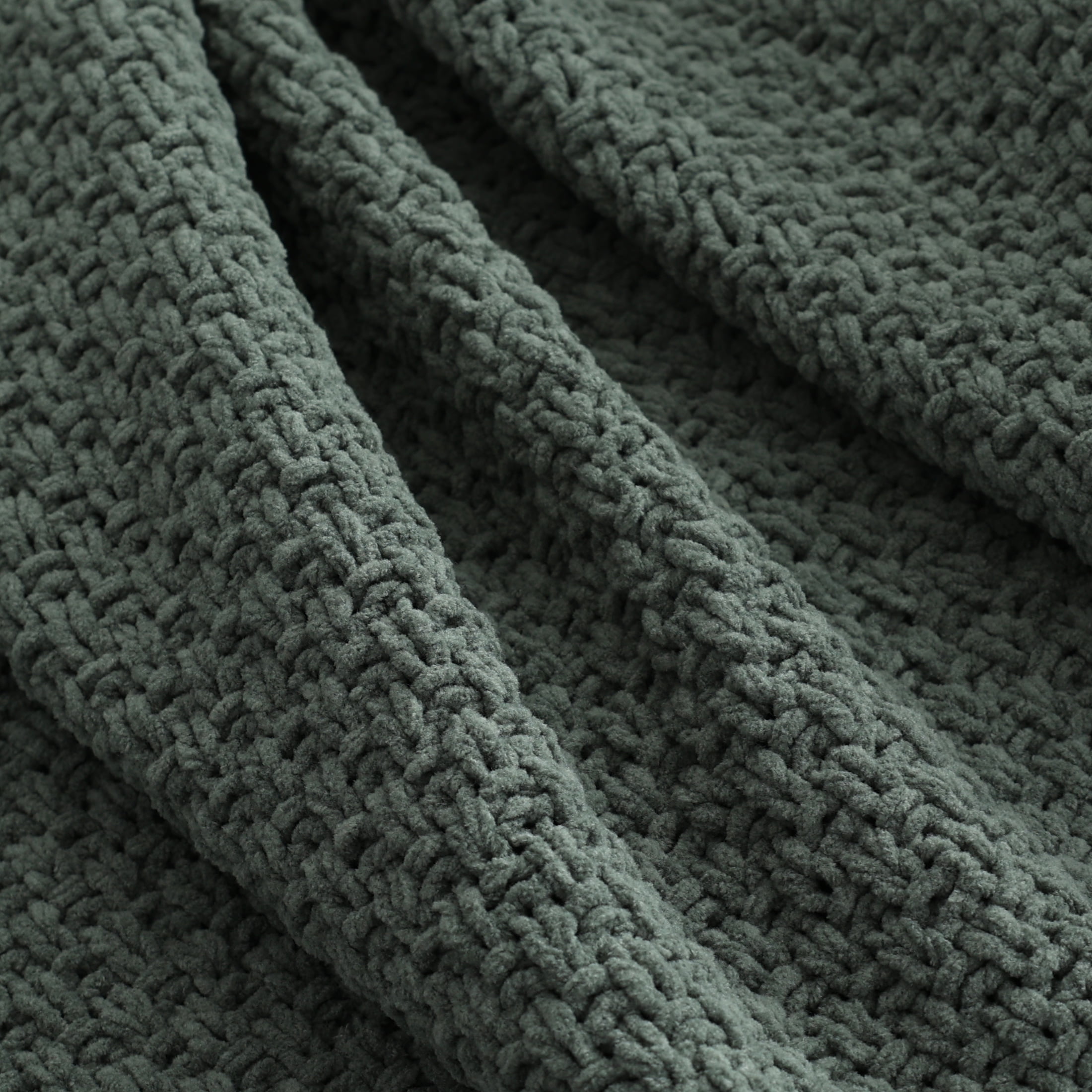 Better Homes & Gardens Chenille Knit Super Soft Oversized Throw Blanket, Green Ash