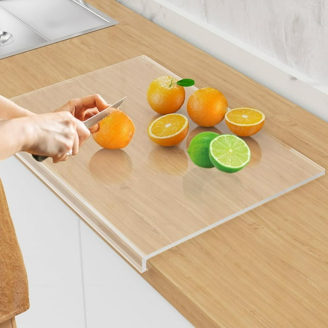 Acrylic Cutting Boards for Kitchen Counter, 18x14 in Clear Cutting Board with Lip, Non Slip Countertop Cutting Board Acrylic Countertop Protector Home Restaurant