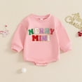 thumbnail image 3 of GYRATEDREAM Newborn Baby Girl Boy Christmas Outfit Infant Long Sleeve Letter Embroidery Sweatshirt Romper Toddler Xmas Oversized Bubble Bodysuit Winter Clothes for 0-18 Months Multi-color, 3 of 9