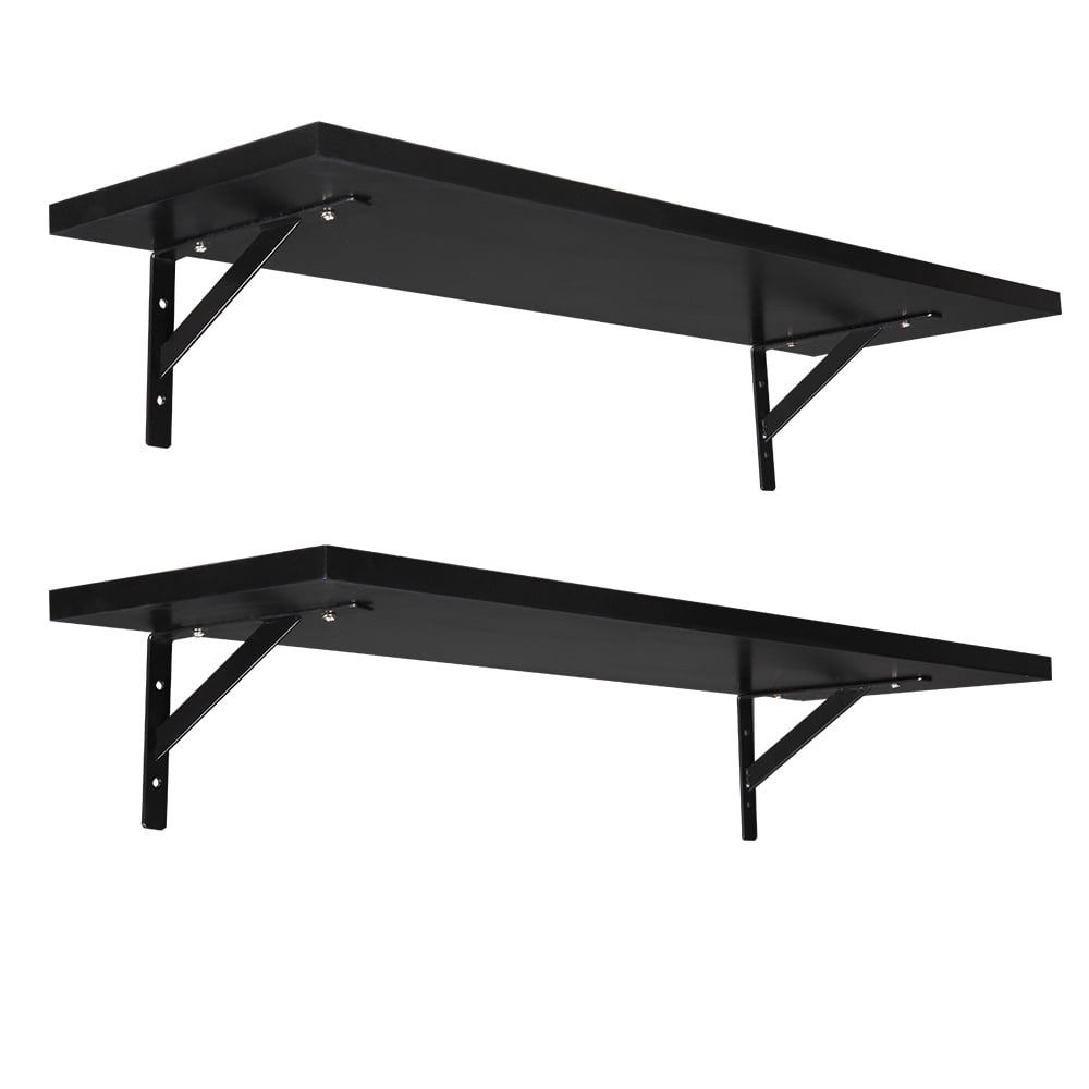 Kepooman 2 Display Ledge Shelf, Floating Shelves Wall Mounted with Bracket, Black