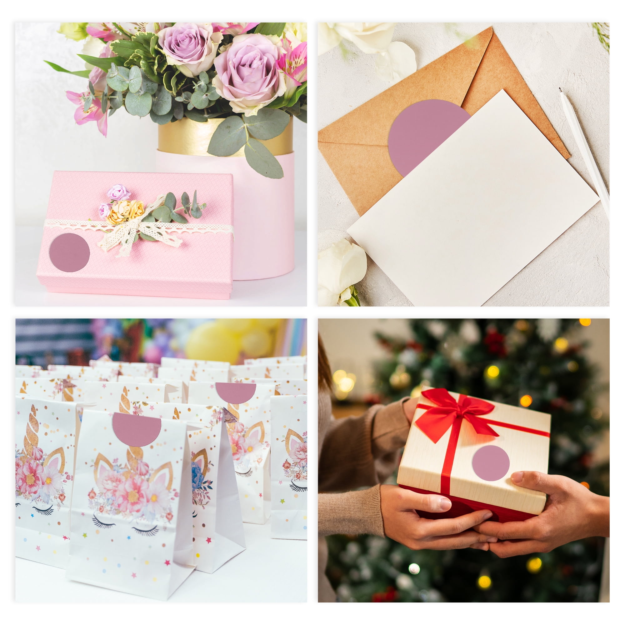 Unique Bargains Mall Large Round Dots Gift Stickers 6PCS Pink