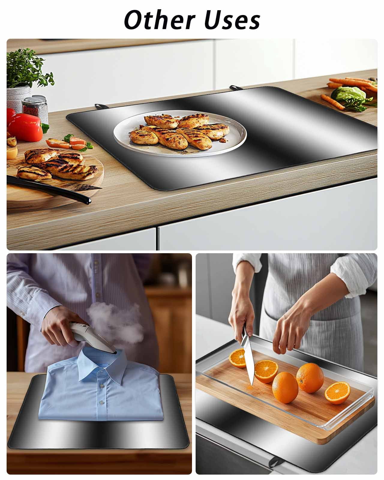 Stove Top Covers for Electric Stove, Black White Glass Stovetop Cover Protector, Gradient Gray Monochrome Minimalist Stripe Induction Cooktop Protector Oven Mat for Kitchen Countertop 24"x21"